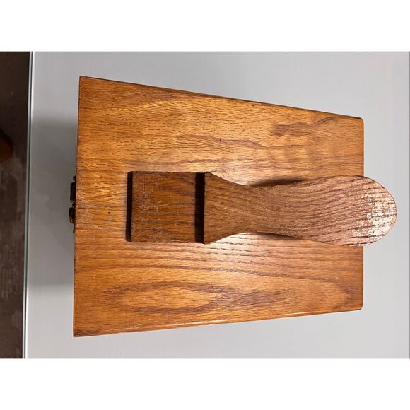 VINTAGE 1950’s ERA GRIFFIN SHINE MASTER SHOE SHINE BOX OAK WOOD - Picture 5 of 13